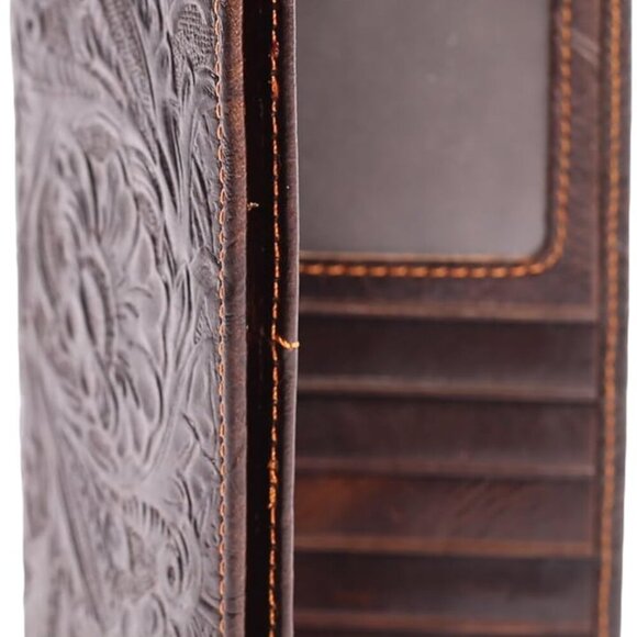 Womens Ladies Genuine Leather Wallet Long Embossing Bifold Wallet Clutch Purse C - Picture 6 of 7